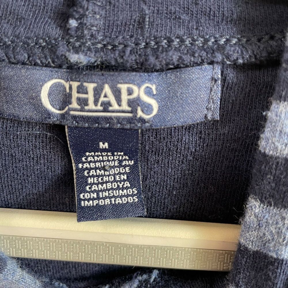 Chaps Shirt Womens Medium Blue Stripe‎ Kangaroo Pocket Hoodie Sweater Goprcore - Picture 6 of 7